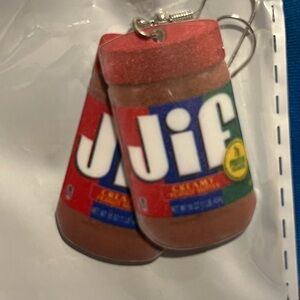Peanut Butter Jar Earrings - Red